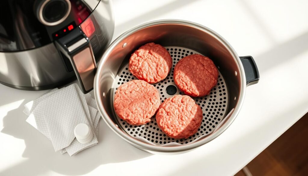 air fryer basket setup