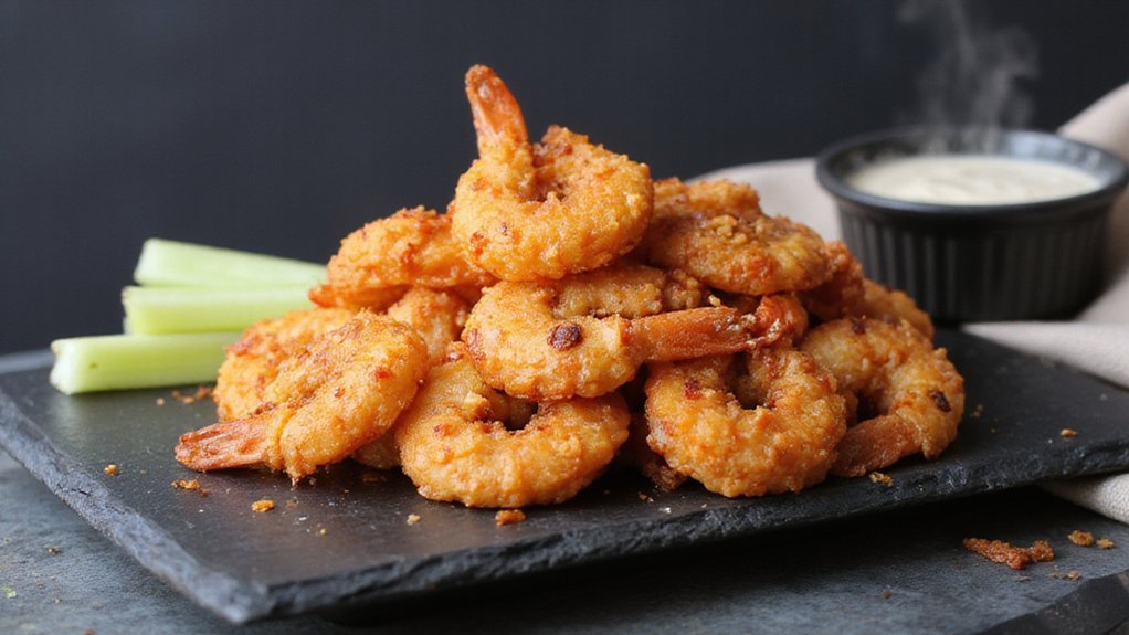 crispy buffalo flavored shrimp