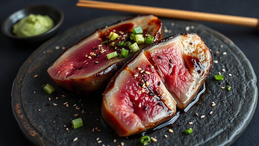 air fried asian style rare tuna