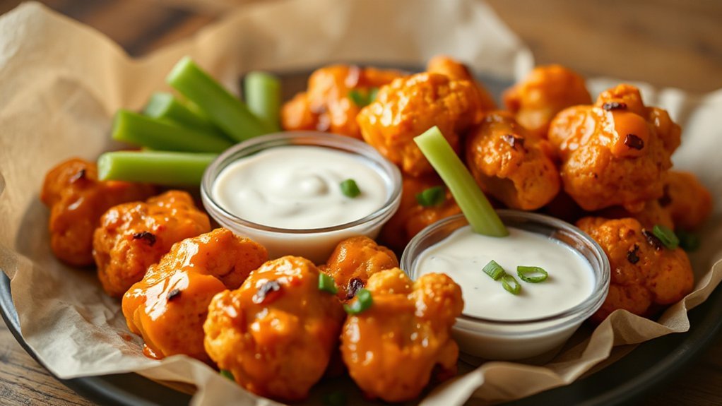 air fried buffalo cauliflower bites