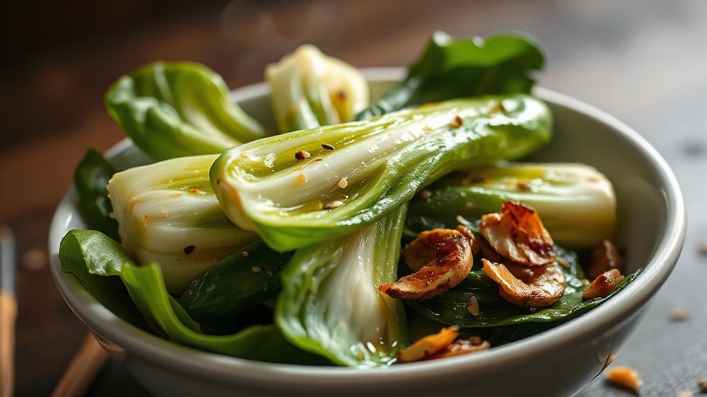 air fried garlic bok choy