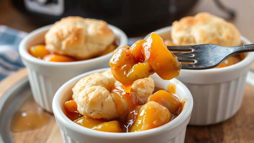 air fried jammy peach crisp