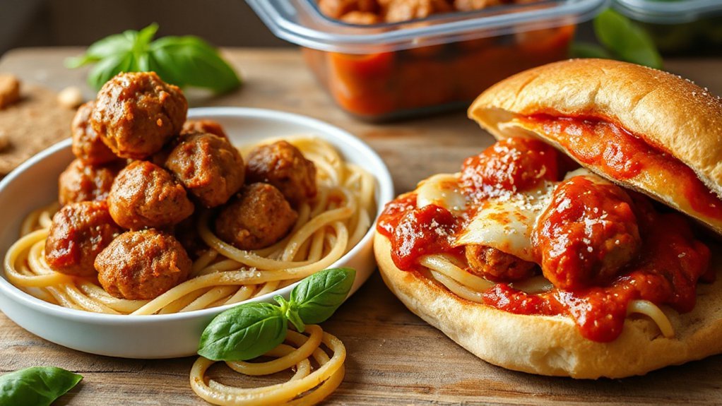 air fried meatball spaghetti subs