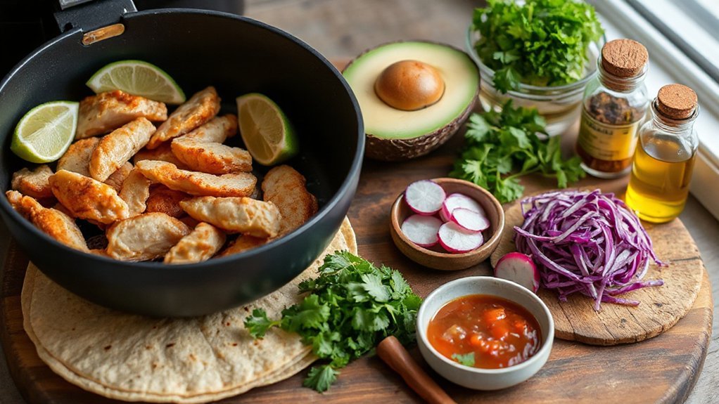 air fried spiced chicken tacos