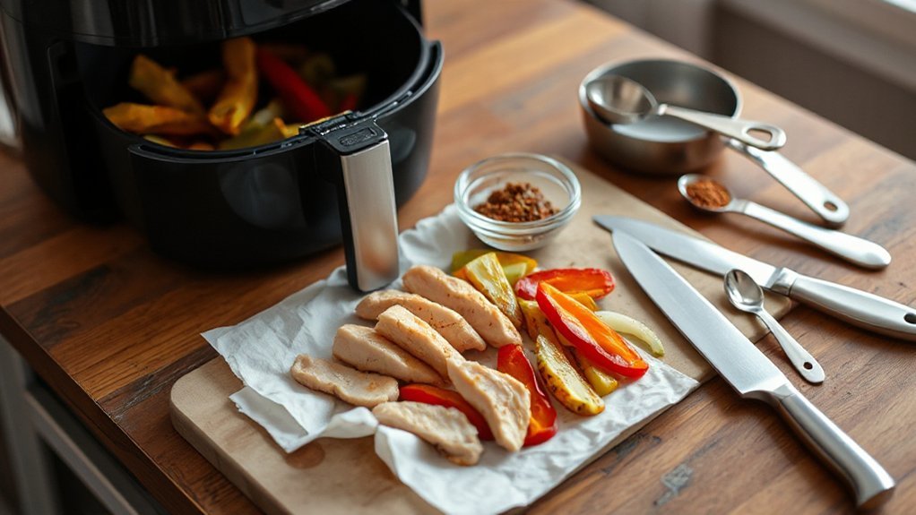 air fryer prep tools ready