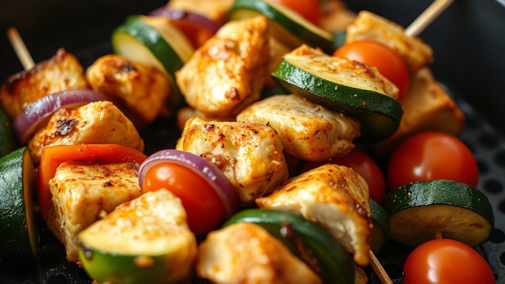 alternate chicken and veggies