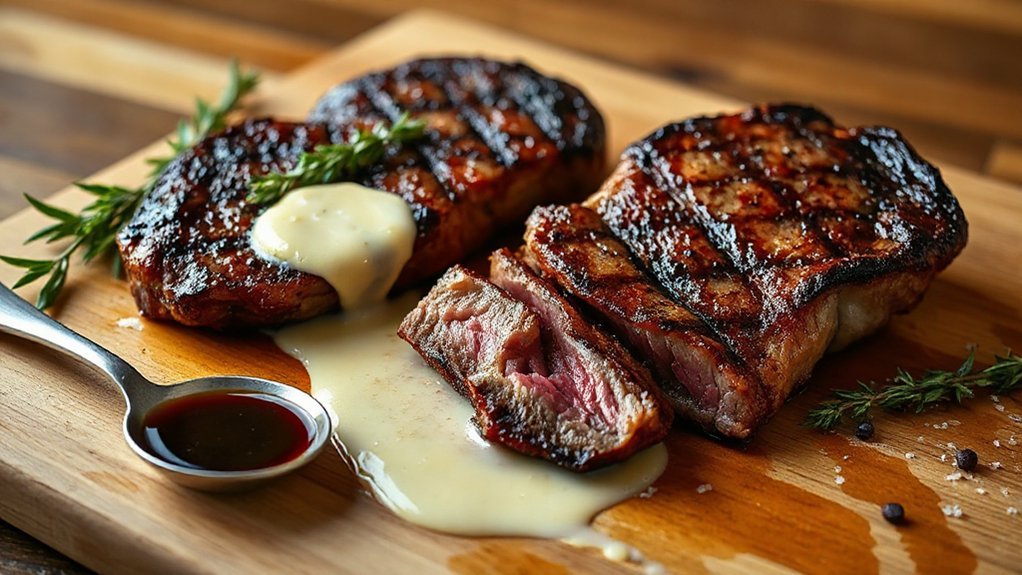 butter basted steak with herbs