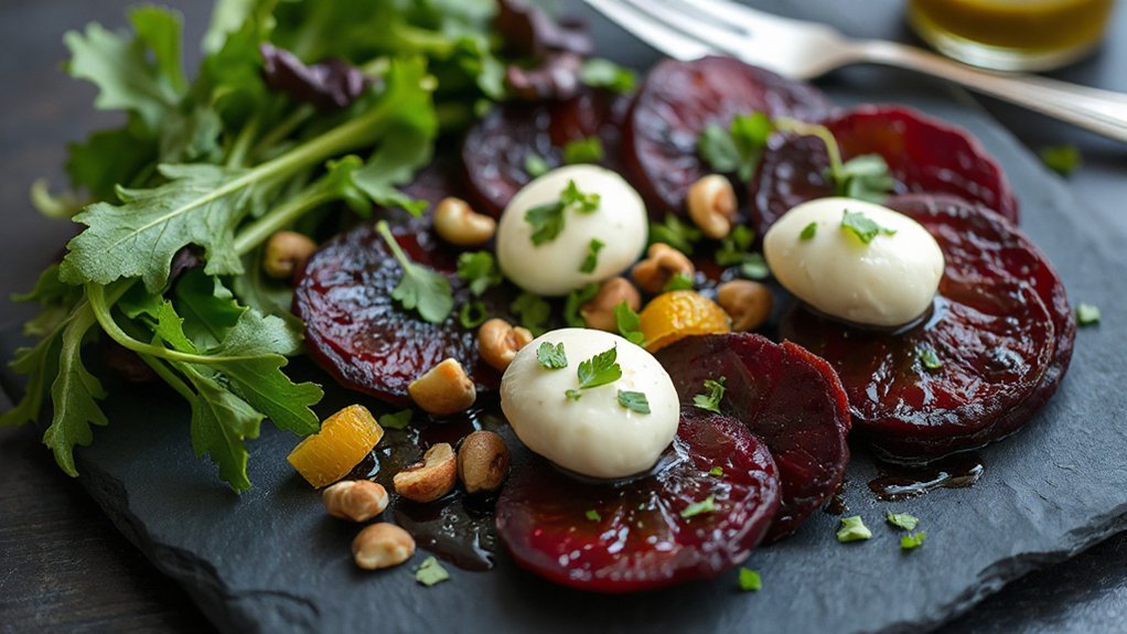 caramelized beets and arugula