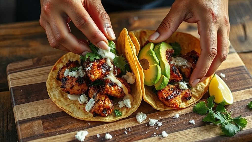 center fillings warm tortillas