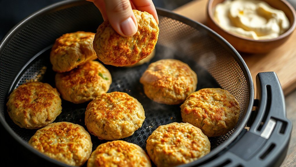 compact textured air fried falafel