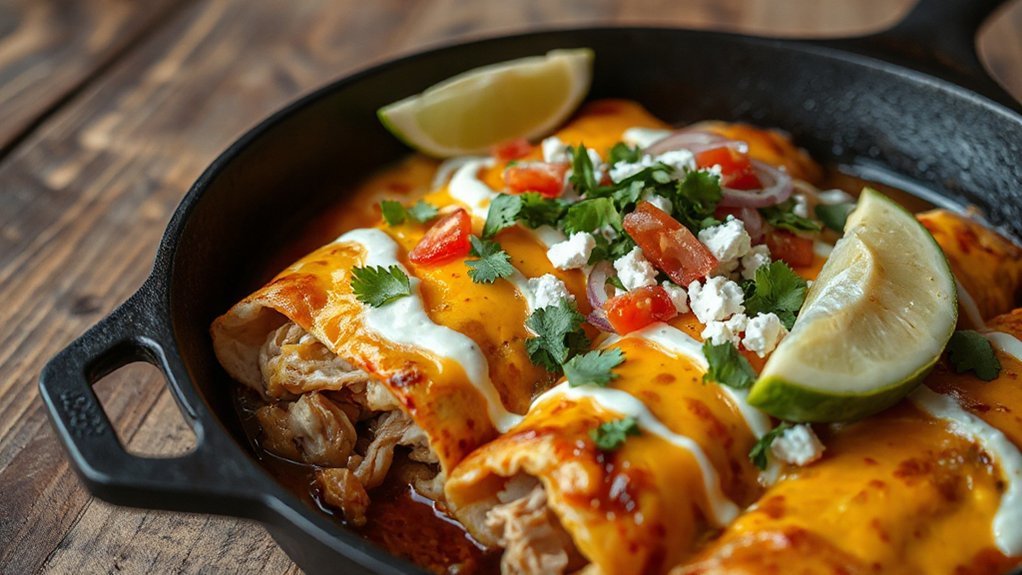 creamy layered cheese enchiladas