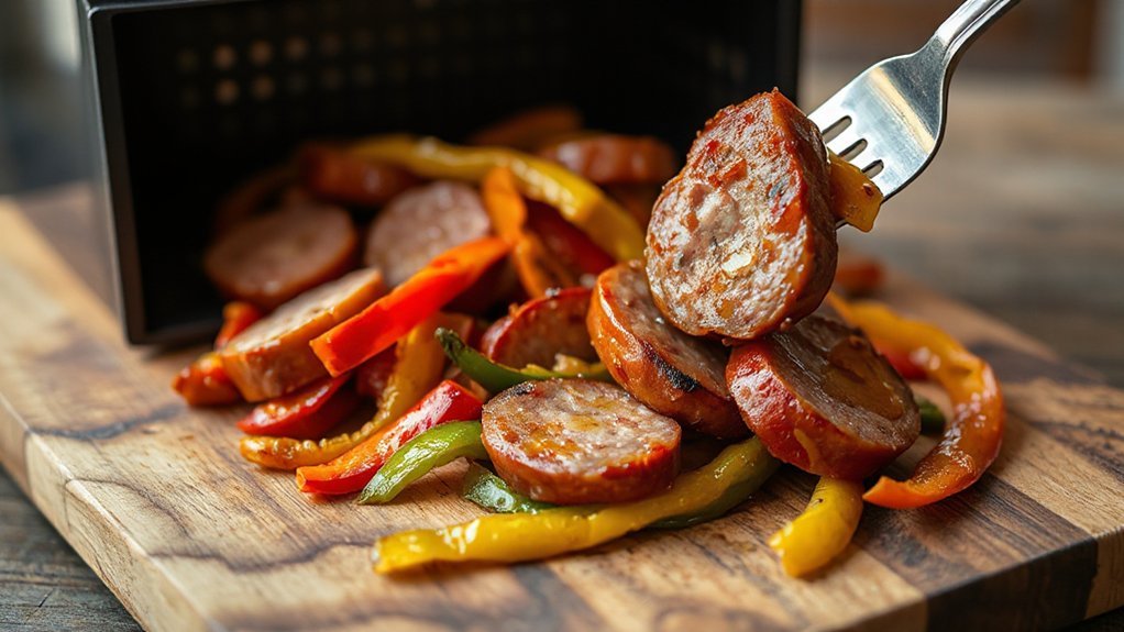 crisp kielbasa blistered peppers
