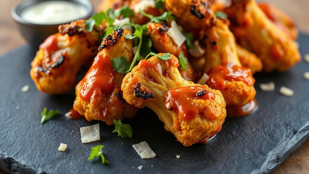 crispy air fried buffalo cauliflower