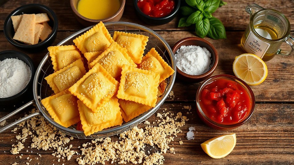 crispy cheese filled ravioli