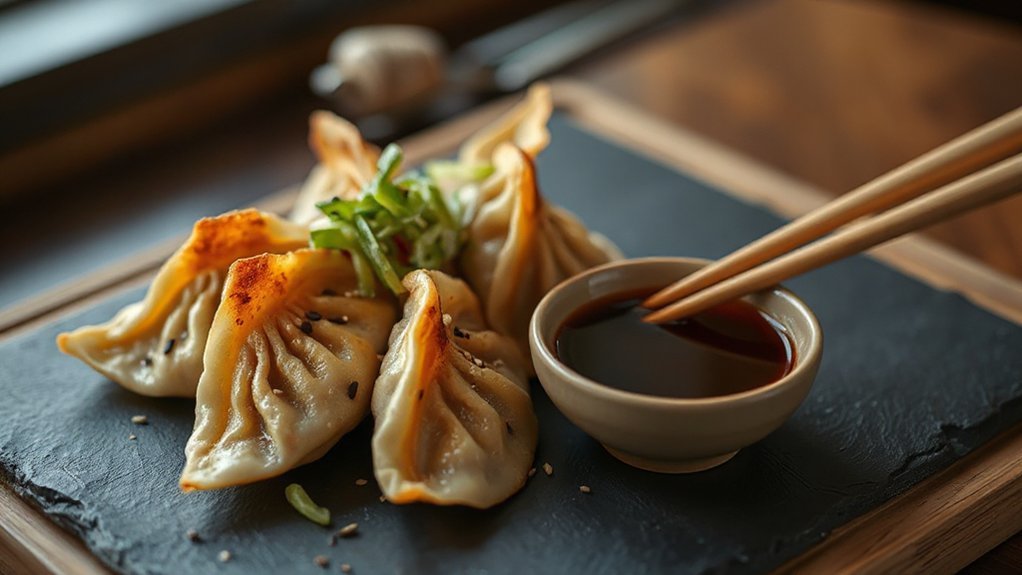 crispy gyoza trio sauces