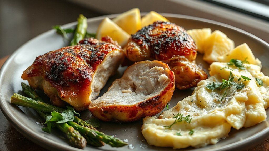 crispy thighs balanced sides