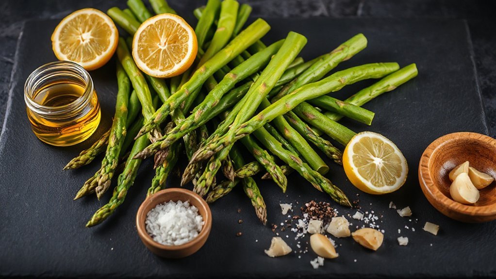 fresh similar thickness asparagus spears