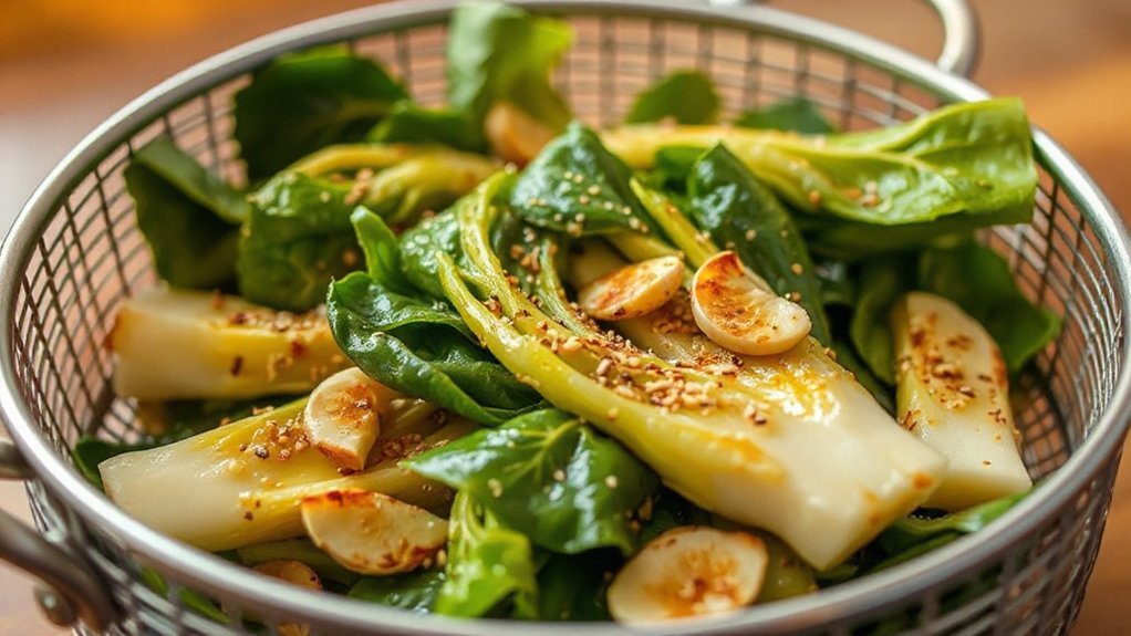 garlic seasoned air fried bok choy