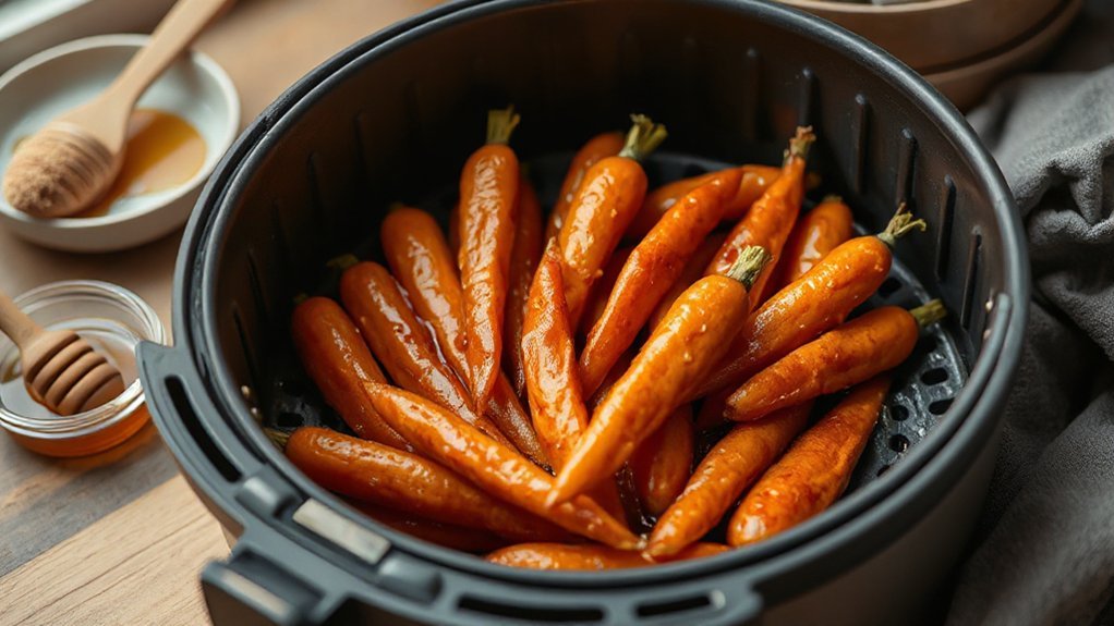 honey glazed air fried carrots