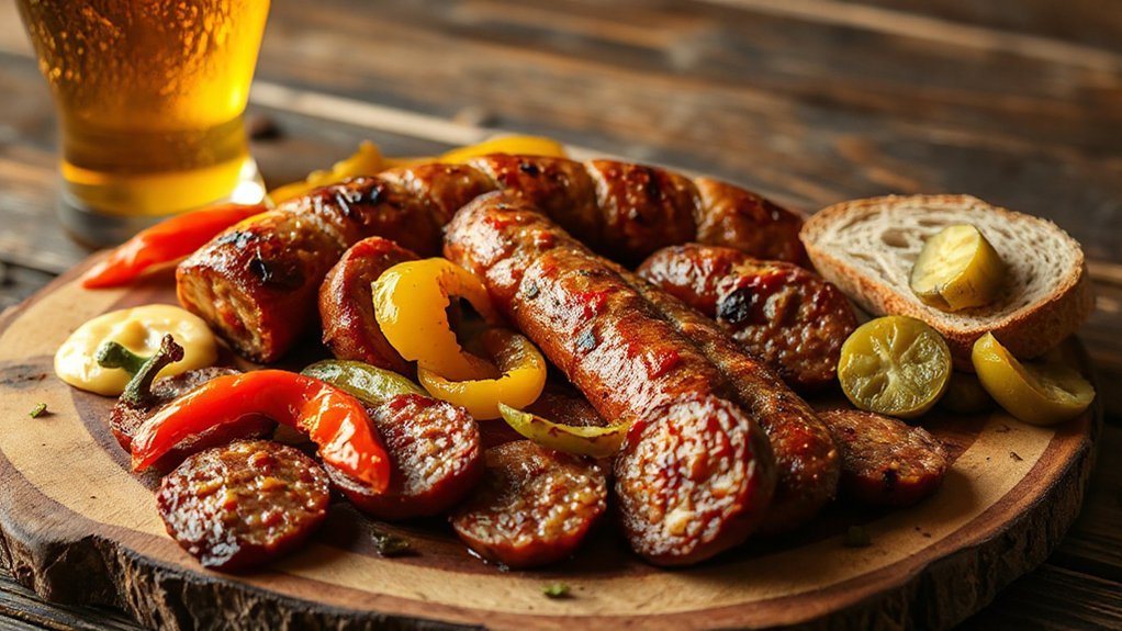 kielbasa peppers breads drinks