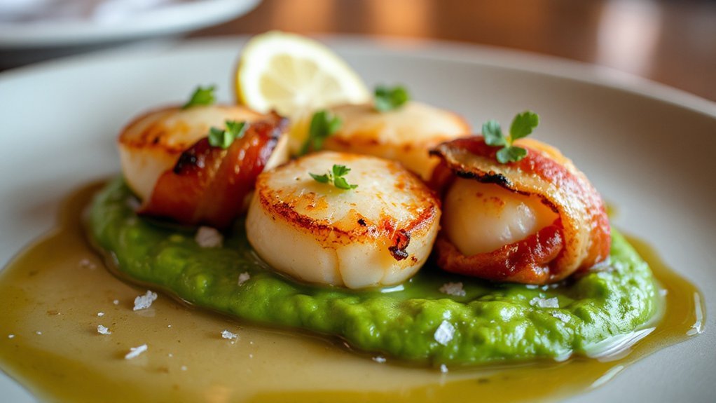 lemon butter glazed bacon scallops