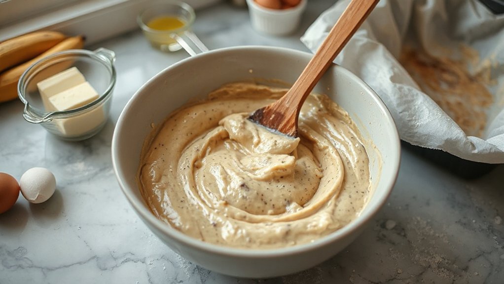 mash bananas fold gently