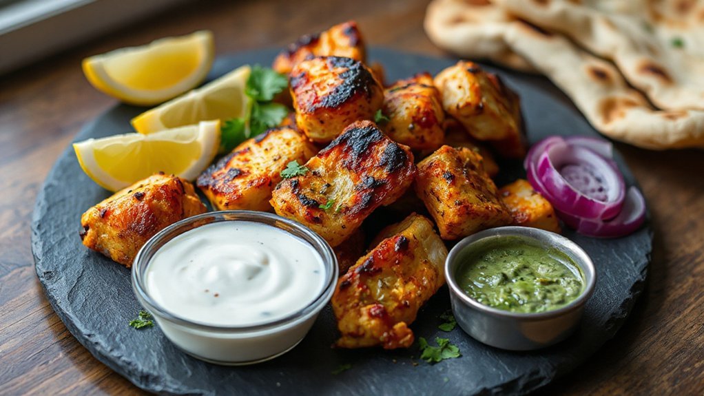 naan rice raita chutney