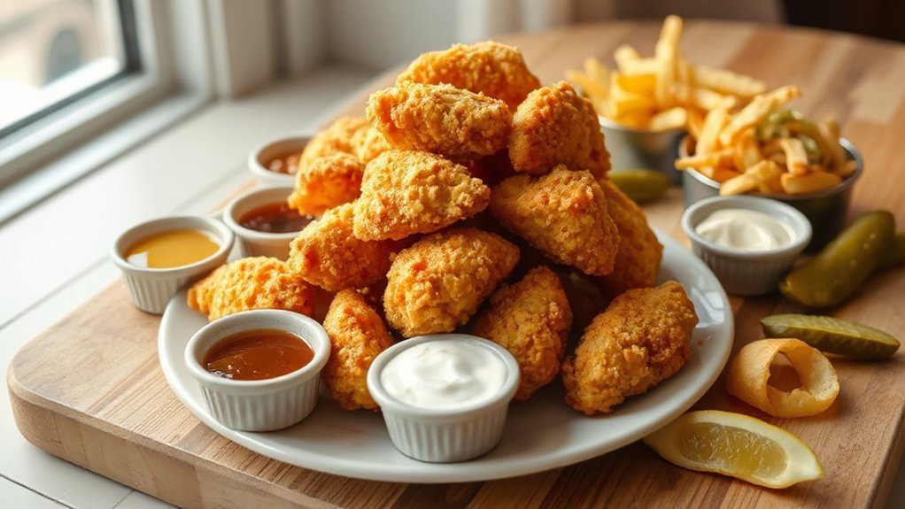 nugget platter with dips