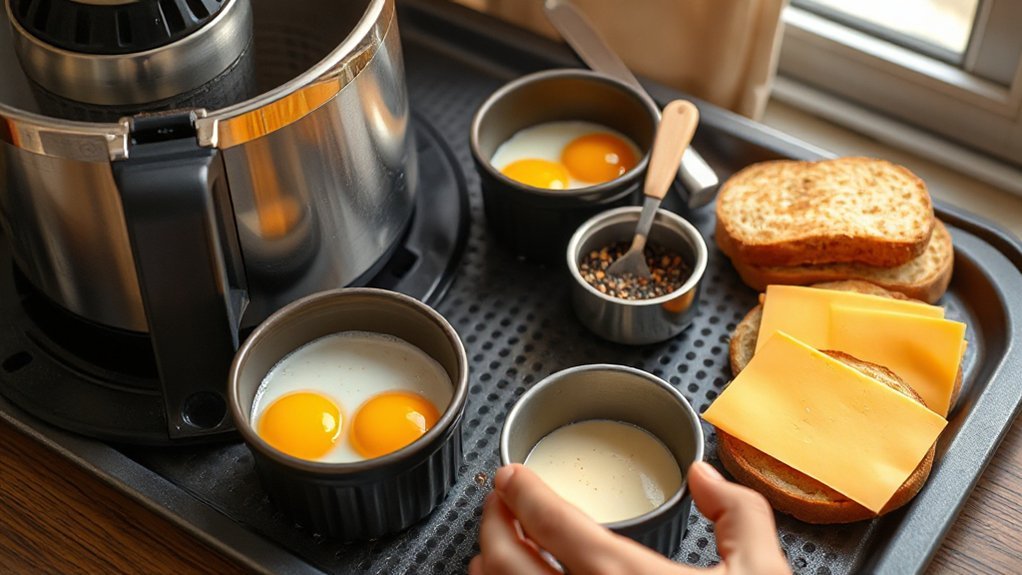 organized air fryer breakfast prep