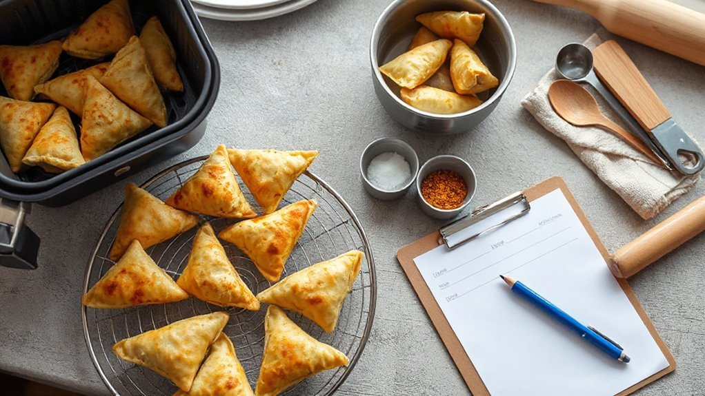 organized samosa airfryer prep