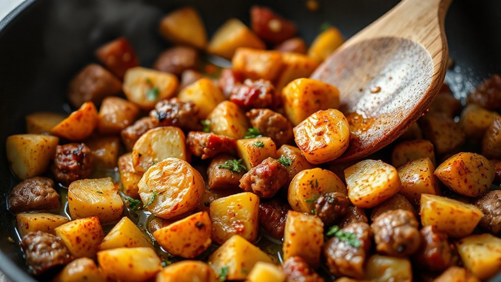 par cook potatoes brown protein