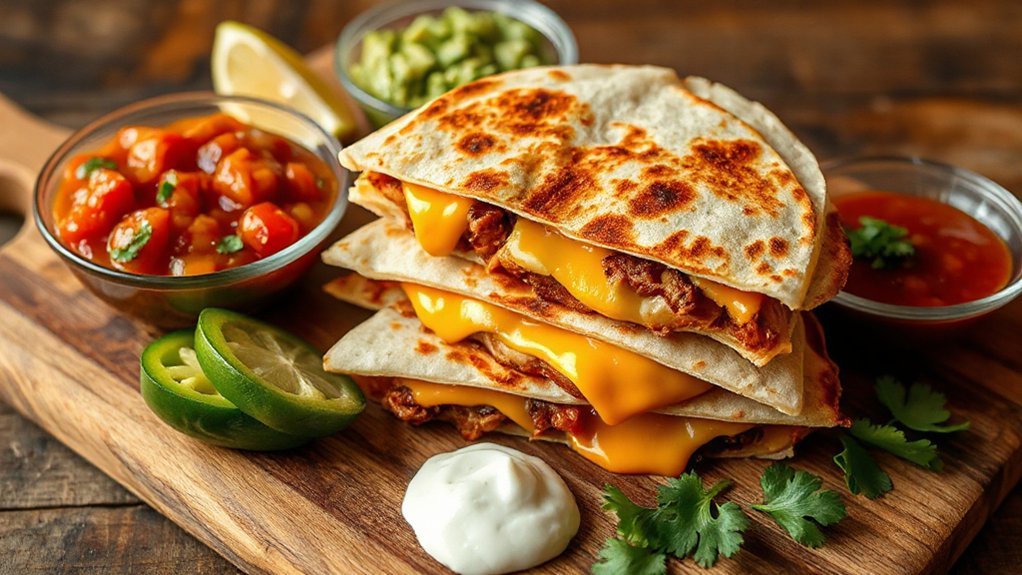 quesadillas with trio dips