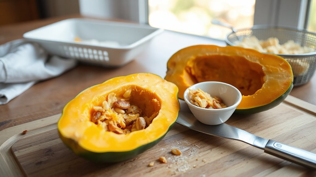 rinse halve scoop seeds