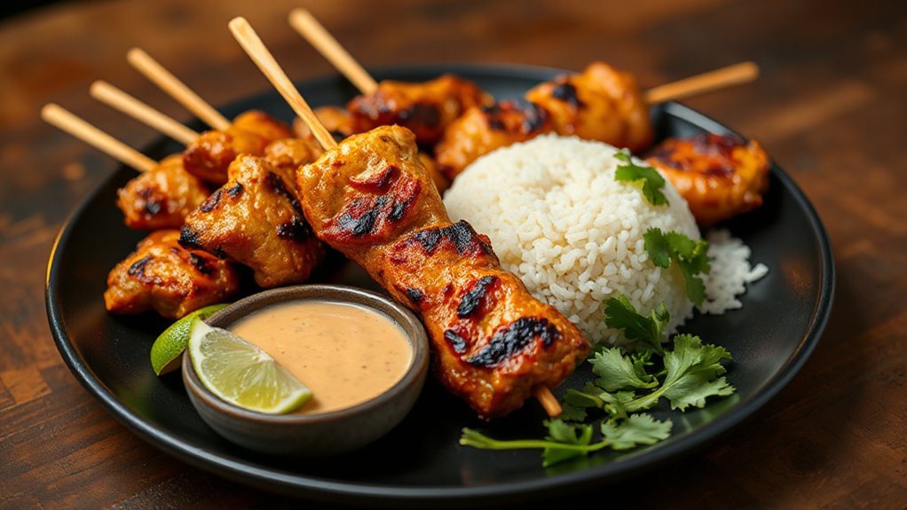 satay with coconut rice
