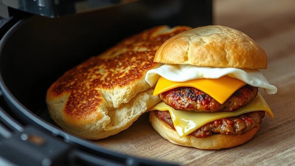 scored buttered air fried muffins