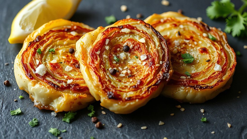 seasoned air fried cabbage steaks