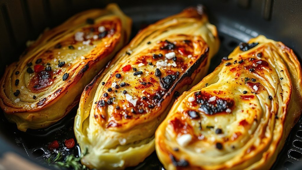 sliced seasoned cabbage air fried