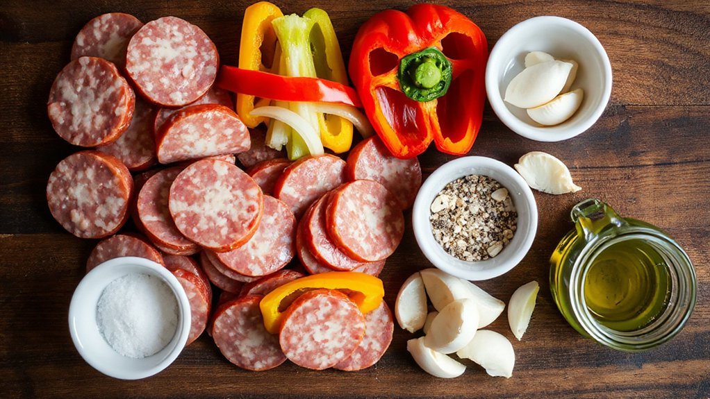 smoky kielbasa peppers onions