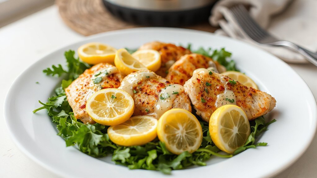 spoon lemon butter over chicken