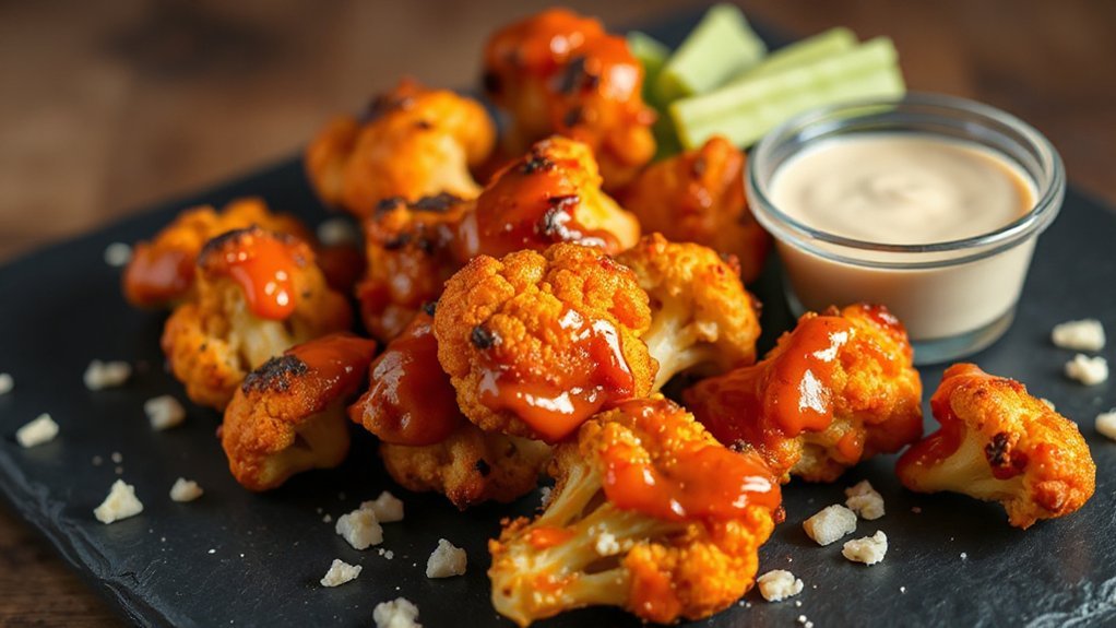 vegetarian buffalo cauliflower bites